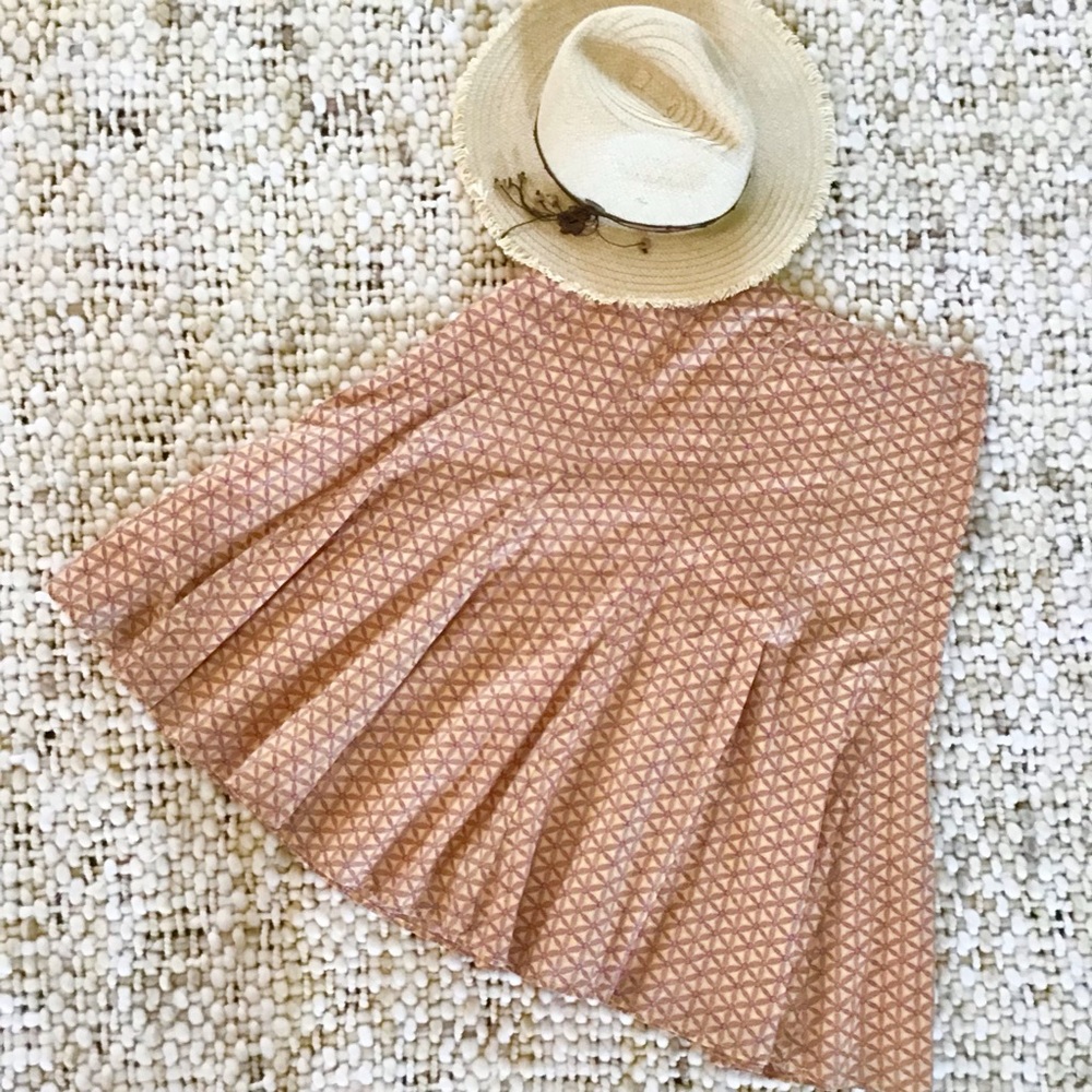 Gap Peach/Purple Pleated Cotton Skirt, Size 4 EUC